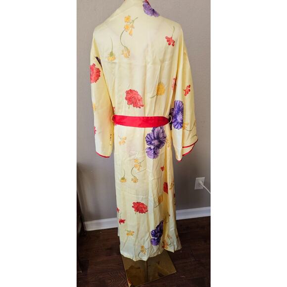NWT Vintage Victoria's Secret GOLD Floral Long Nightgown & Kimono Robe Set Small - Picture 7 of 11